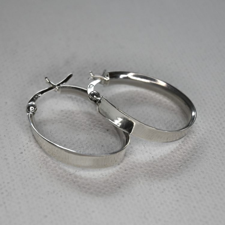 sterling silver angular oval hoop earrings