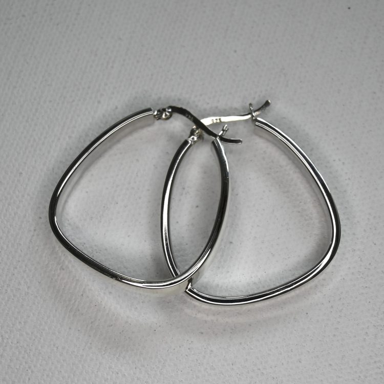 sterling silver angular hooped earrings with clip lock
