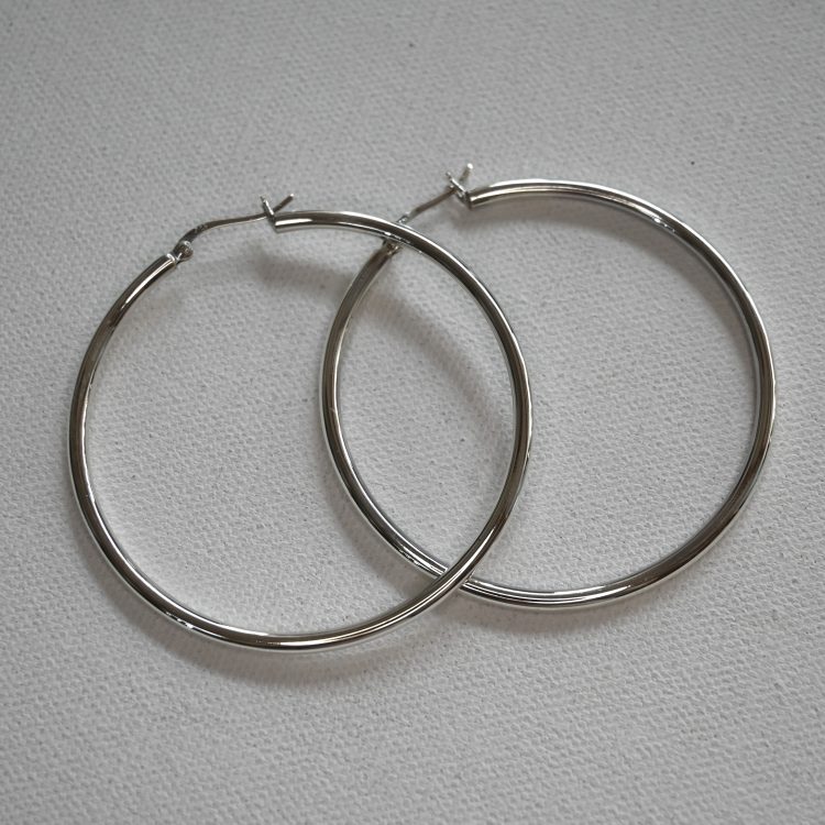 large sterling silver rounded hoop earrings