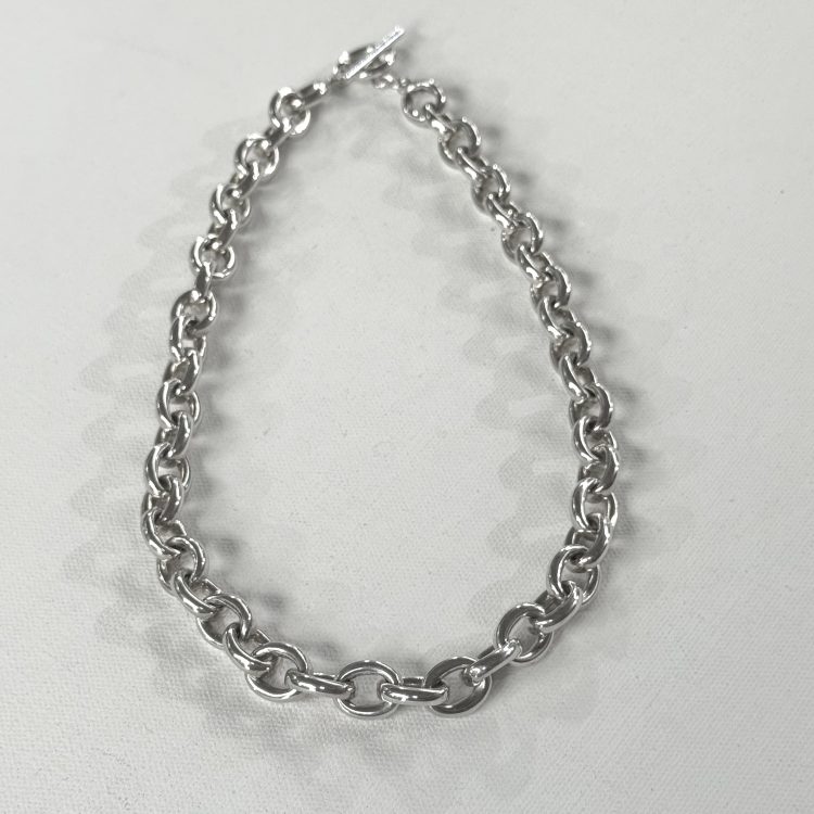 sterling silver solid chunky oval link necklace - 40cm