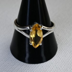 sterling silver elliptical faceted citrine ring