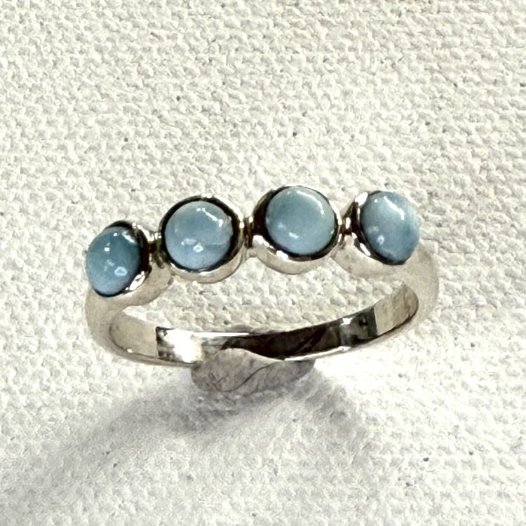 sterling silver and 4 larimar gemstone ring