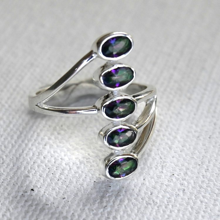sterling silver 5 mystic quartz stacked ring