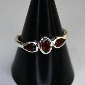 sterling silver and garnet stack ring