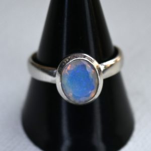 oval sterling silver and Ethiopian opal ring