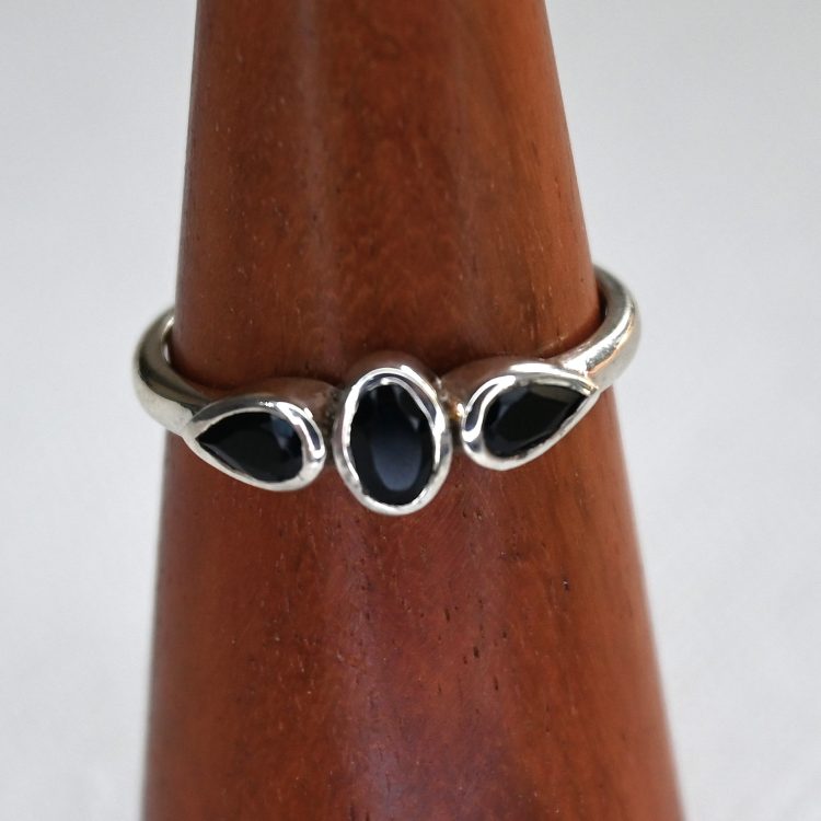sterling silver and black onyx stack ring