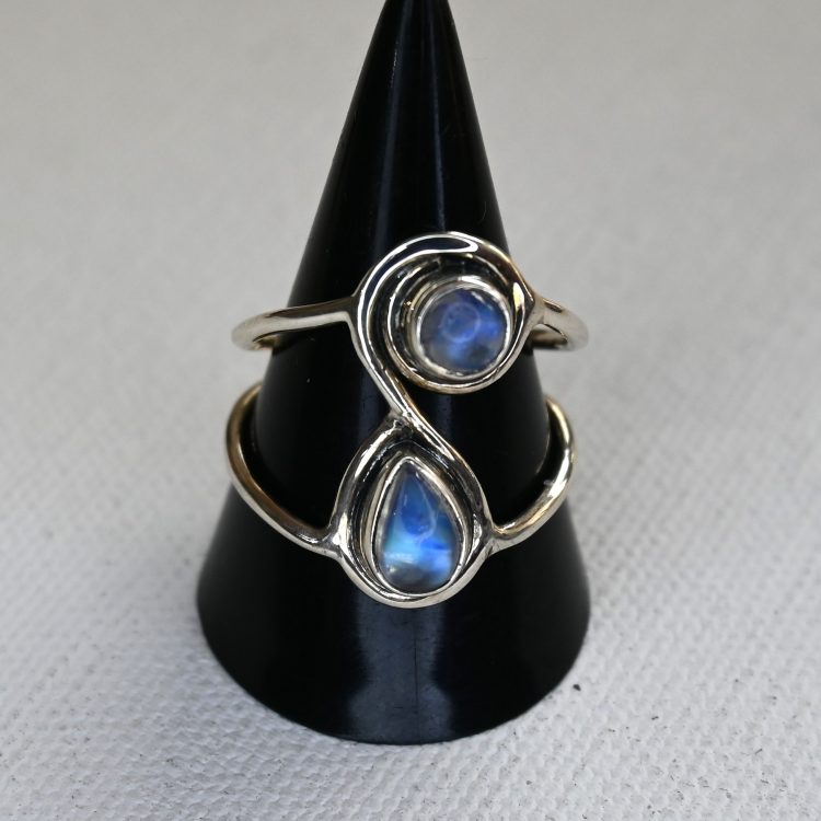 sterling silver double moonstone ring
