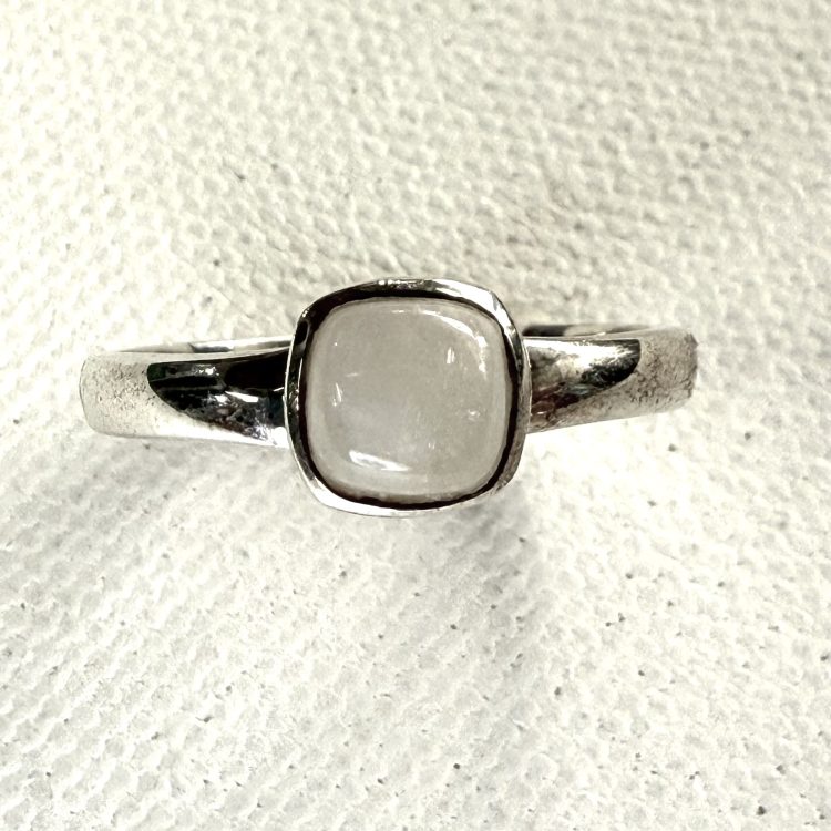 dainty sterling silver with squared moonstone stack ring
