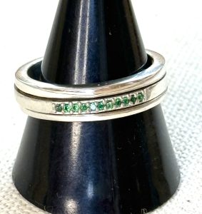 sterling silver and green onyx fidget ring