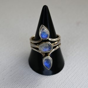 sterling silver triple moonstone ring