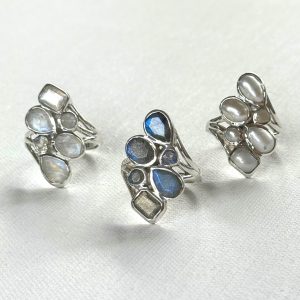 sterling silver and various multi gemstone ring