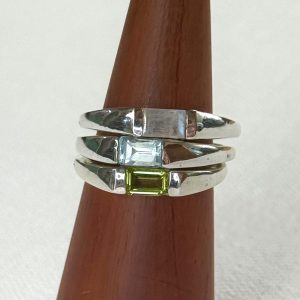 sterling silver various gemstone band ring