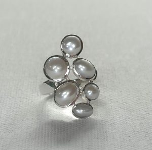 sterling silver and multi shaped white pearl ring