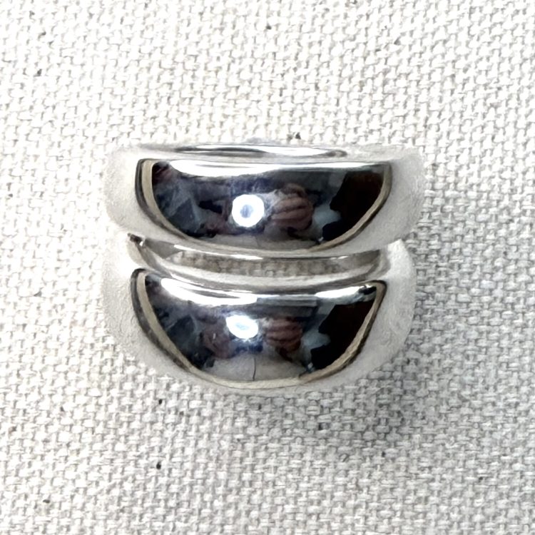 sterling silver chunky double band ring