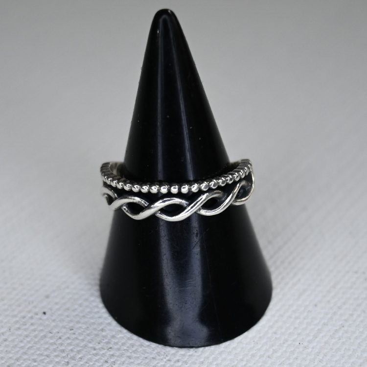 sterling silver 2 in 1 stack ring - adjustable